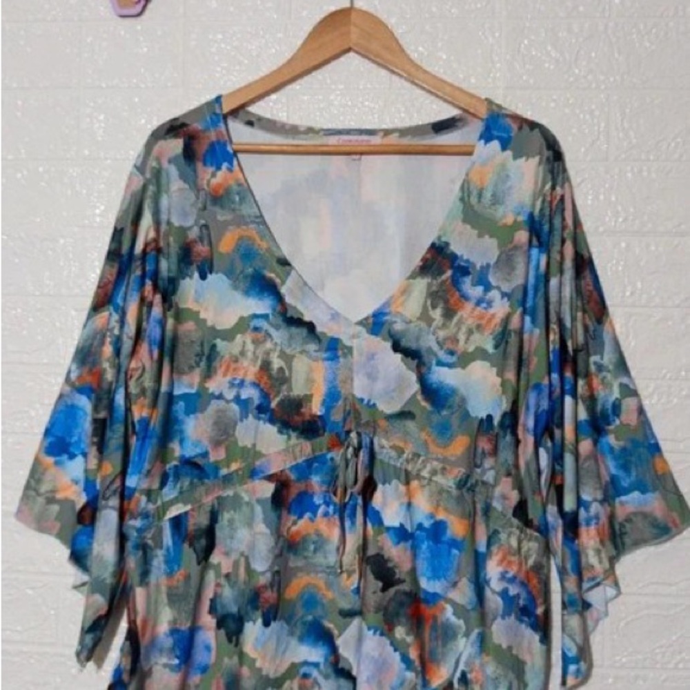 Multicolor V-Neck Women's Top